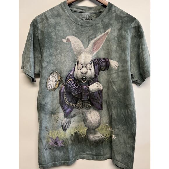 Alice In Wonderland White Rabbit Mens Medium Tie Dye The Mountain Hippie Skater - Picture 1 of 9